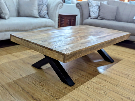X Leg Coffee Table In Mango and Iron (145x90CM)