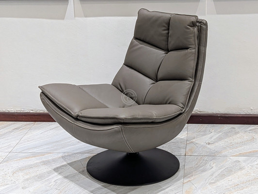 Magnus Swivel Chair In Celadon grey Leather