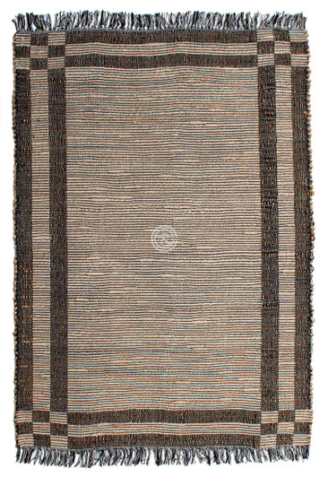 Cotton/Jute Shuttle Weave Durrie With Fringes-MHH-137 - 1.6 X 2.3M