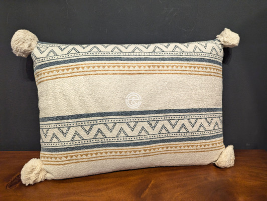 Textured Cushion Multi With Block Print A7822 - 35x50 CM Textured Cushion Multi With Block Print A7822 - 35x50 CM