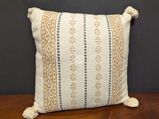 Textured Cushion Multi With Block Print A7823 - 45x45 CM Textured Cushion Multi With Block Print A7823 - 45x45 CM