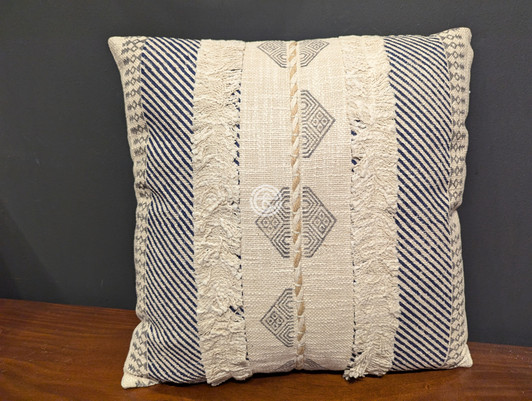 Textured Cushion Blue Block Print A6924 - 45x45 CM