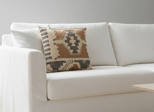 Hand Embroidered Cushion Nat-Brown A6882 - 45x45 CMS