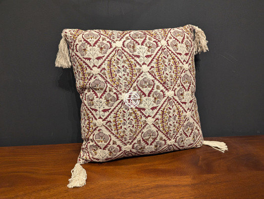 Hand Embroided With Multi Block Print Cushion A6939 - 45x45 CMS
