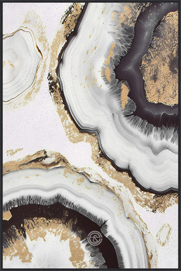 Tempered Glass Wall Art - White Black Gold Swirl B - AB1702 (80X120)CM