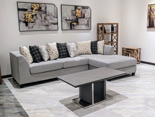 Oasis L-Shape  Sofa in Light Grey (Right Arm Chaise) Oasis L-Shape  Sofa in Light Grey (Right Arm Chaise)