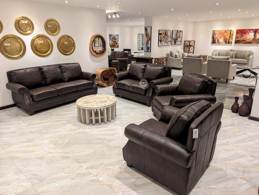 Crawford 7 Seater Sofa In Red-brown Fabric  Crawford 7 Seater Sofa In Red-brown Fabric