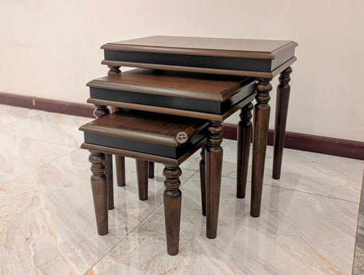 Sultan Nest Of 3 Stools - Walnut Finish Sultan Nest Of 3 Stools - Walnut Finish