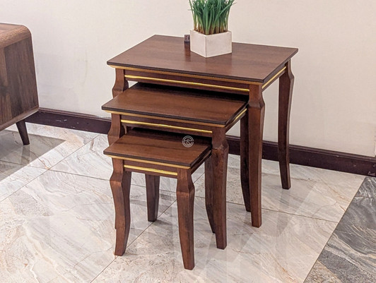 Suswa Nest Of 3 Stools - Medum Cherry Finish Suswa Nest Of 3 Stools - Medum Cherry Finish