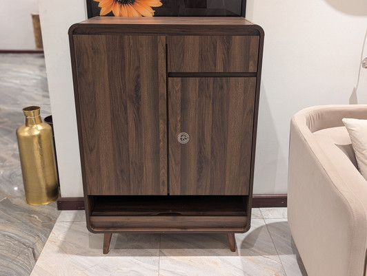 Monti 2 Door Shoe Cabinet In Walnut Finish Monti 2 Door Shoe Cabinet In Walnut Finish