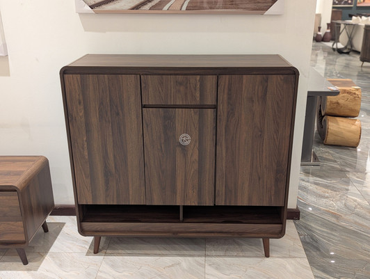 Monti 3 Door Shoe Cabinet In Walnut Finish Monti 3 Door Shoe Cabinet In Walnut Finish