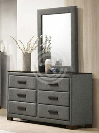 Evan Dresser With Mirror  In Grey Evan Dresser With Mirror  In Grey