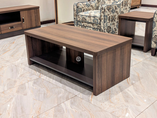 Rectangular coffee table with solid wood frame, solid panel legs and clean contemporary lines