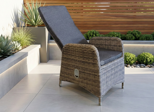 Togo Alum Rattan Adjustable Chair In Grey 