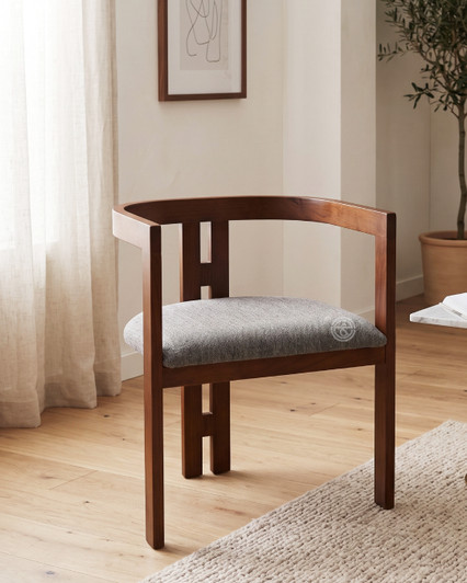 Baylor Bistro Chair With Arms In Walnut And Beige Boucle - CB3061