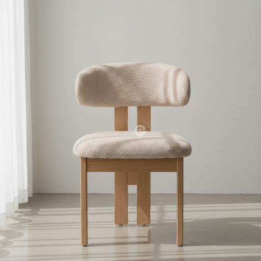 Benji Bistro Chair In Natural And Beige Boucle -OUT OF STOCK