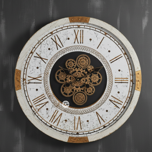 Roman Numeral Clock Round White (86839)(D-63.5 cm) 