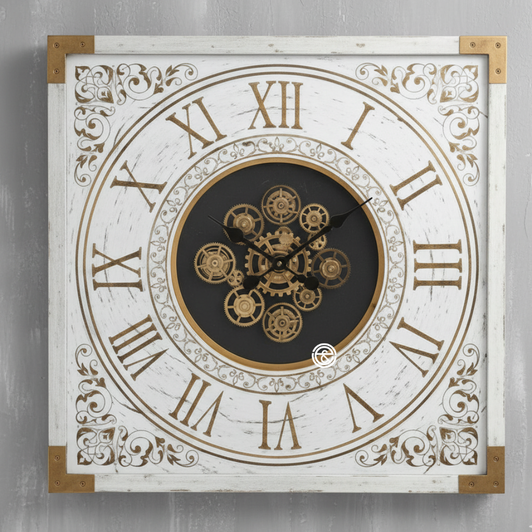 Roman Numeral Clock Square White (86840)(80 X  80cm ) 