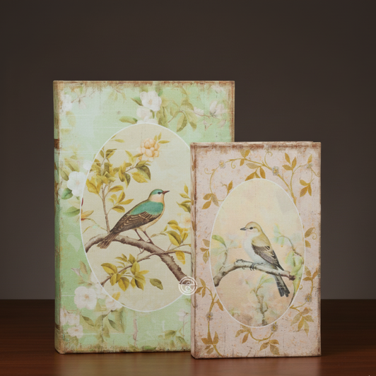 Bird Print Décor Book Set of 2 (D8148)