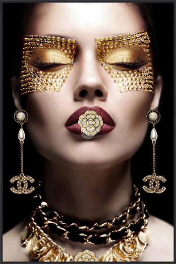 Tempered Glass Wall Art - Coach In Gold- RF8087-1(80X120)CM