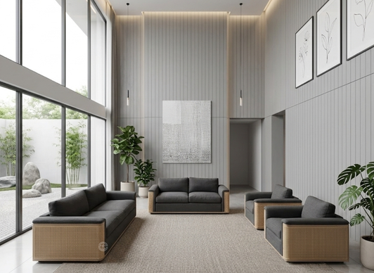 Oakdale 7.5 Seater Sofa With Rattan 