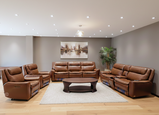 Montrose 7 Seater Dual Power Recliner With Massage & Heating In Leather  (3707)