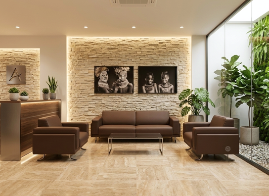 Reception Sofa 5 Seater (3+1+1) in Dark Brown PU 