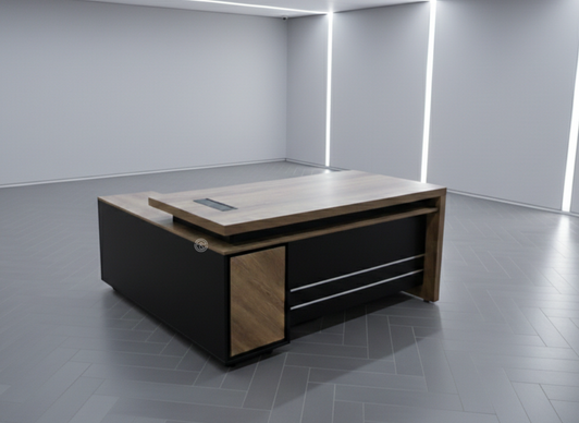 Valent 1.6m Desk in Dark Brown Oak/Black (STL-OS01-16)