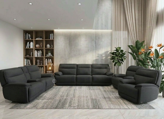 Sheridan 7 Seater Recliner In Dark Grey With Drop-Down Table