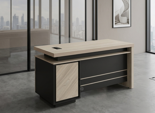 Valent 1.4m Clerical Desk in Elm/Black 