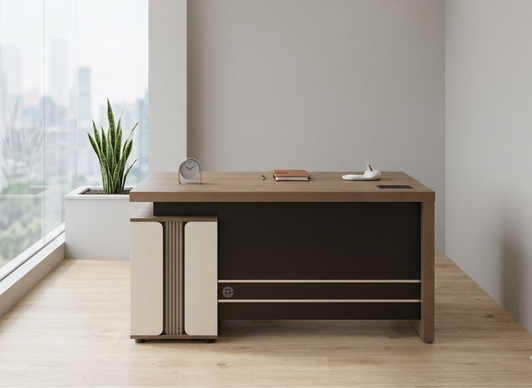 Tribute 1.4m Clerical Desk in Brown Oak/Black 