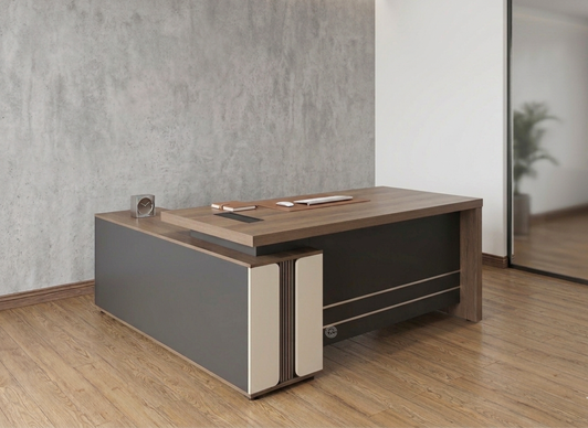 Tribute 1.6m Managers Desk in Brown Oak/Black 