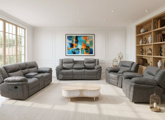 Melina 7 Seater Recliner With Dropdown Table In Gray