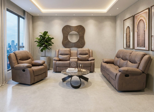 Preston Recliner 6 Seater In 7 Mocha