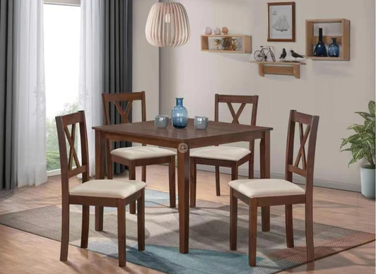 Bruno 4 Seater Dining Set In Walnut (1MX1M)