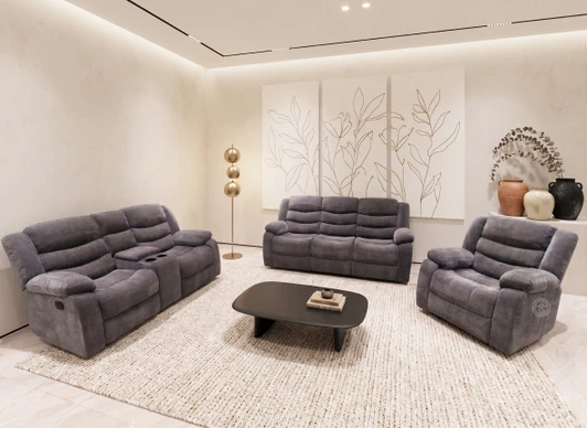 Bruce 6 Seater Recliner In Gray