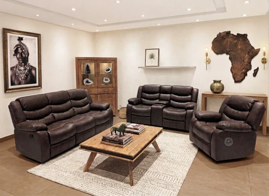 Bruce 6 Seater Recliner In Brown