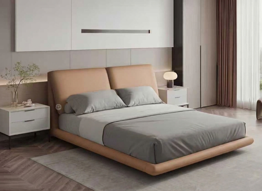 Isabella King Size Bed In Brown Leather