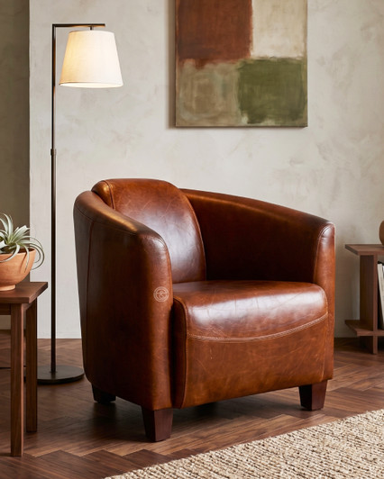 Vito Arm Chair In Newark Brown Leather