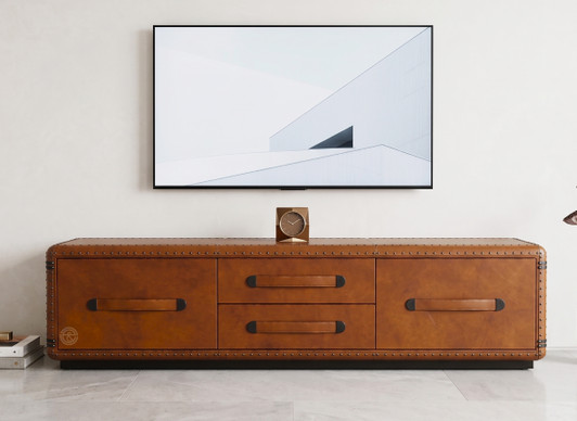 Livingstone Entertainment Unit In Vegetable Brown Leather