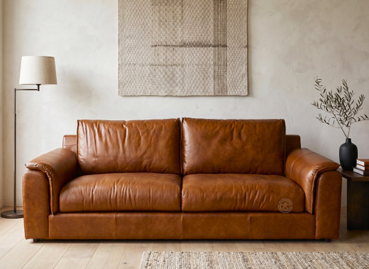 Lorenzo 3 Seater Sofa in Vegetable Brown Leather