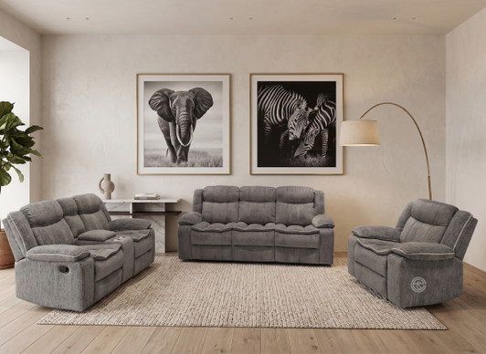 Regan 6 Seater Recliner with Drop-Down Table In Dark Grey