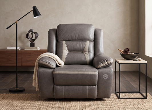 Ronald 1 Seater Glider & Swivel Recliner In Grey 