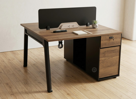 Valent 2 Way Workstation in Brown Oak/Black (STL-OSWK-12A)