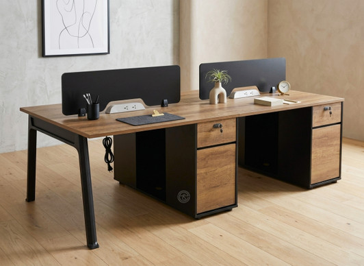 Valent 4 Way Workstation in Brown Oak/Black (STL-OSWK-12A)