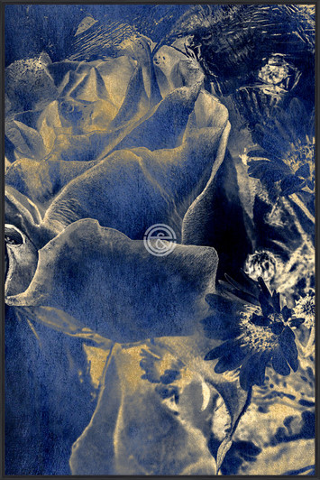 Tempered Glass Wall Art - Gold Blue Abstract A - FB0652-2(80X120)CM