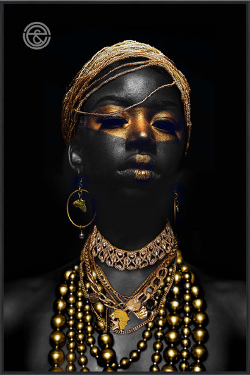 Tempered Glass Wall Art - Traditional Women adorned In Gold - RF1876 (80X120)CM