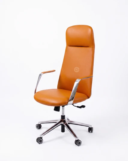 HB Chair STAR-P-H in  Orange/Tan PU with White Plastic