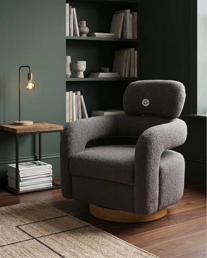 Sherpa Swivel Chair In Cold Grey