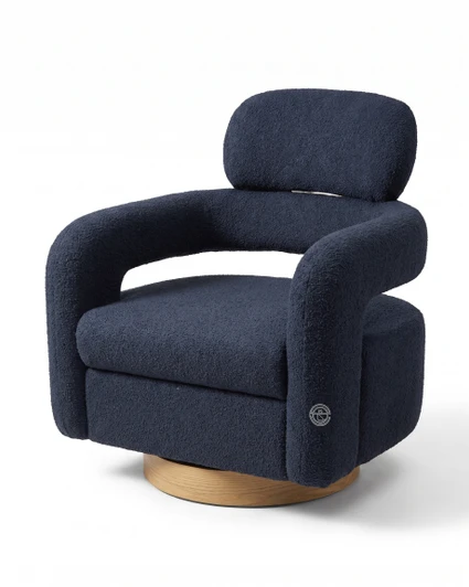 Sherpa Swivel Chair In Navy Blue